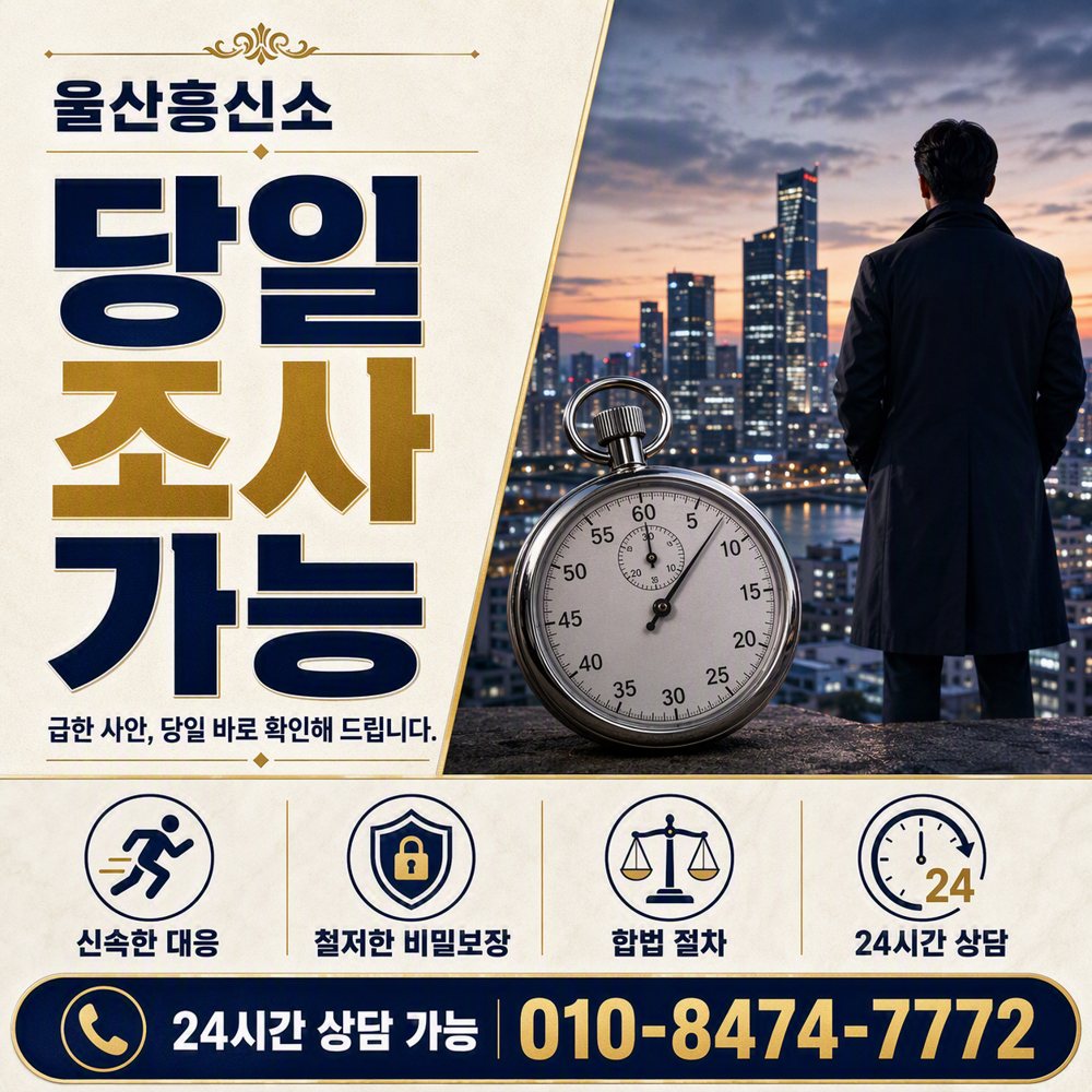 울산 탐정사무소 당일 조사 가능, 급한 사안도 당일 바로 확인